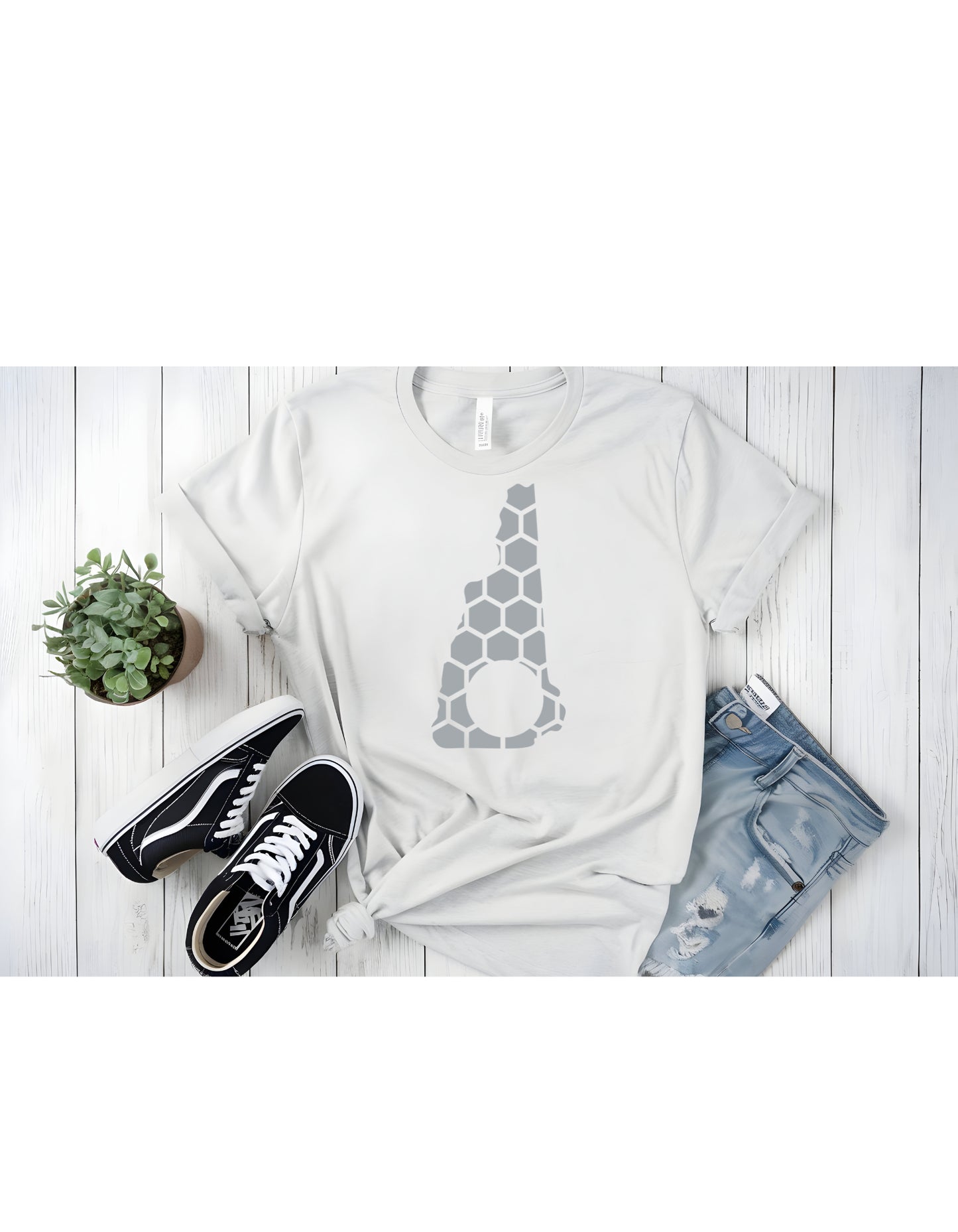 New Hampshire Honeycomb Crewneck T-Shirt-Rogue Magnolia Custom Designs