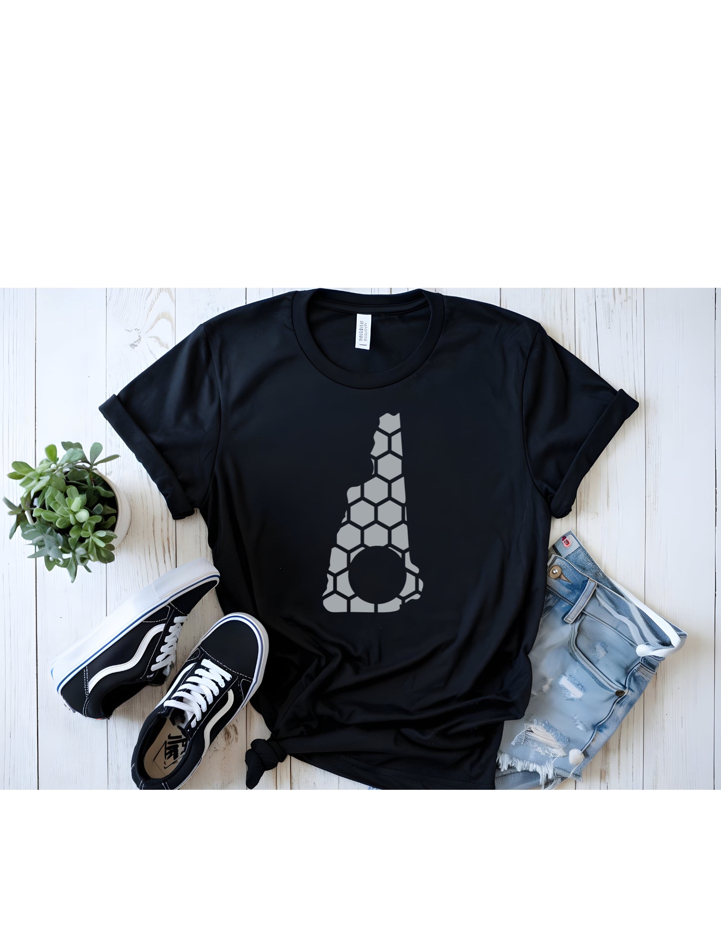 New Hampshire Honeycomb Crewneck T-Shirt-Rogue Magnolia Custom Designs