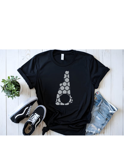 New Hampshire Honeycomb Crewneck T-Shirt-Rogue Magnolia Custom Designs