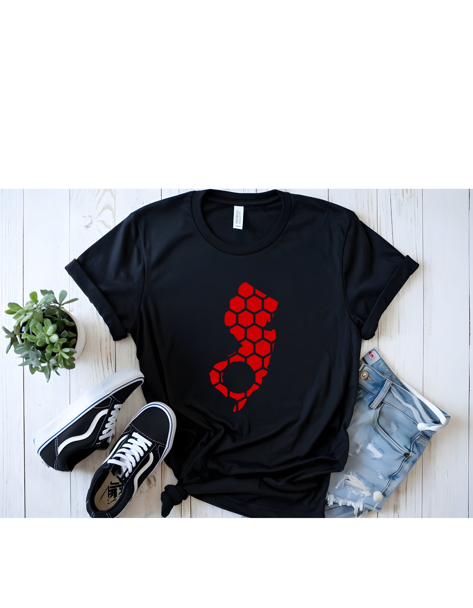 New Jersey Honeycomb Crewneck T-Shirt-Rogue Magnolia Custom Designs