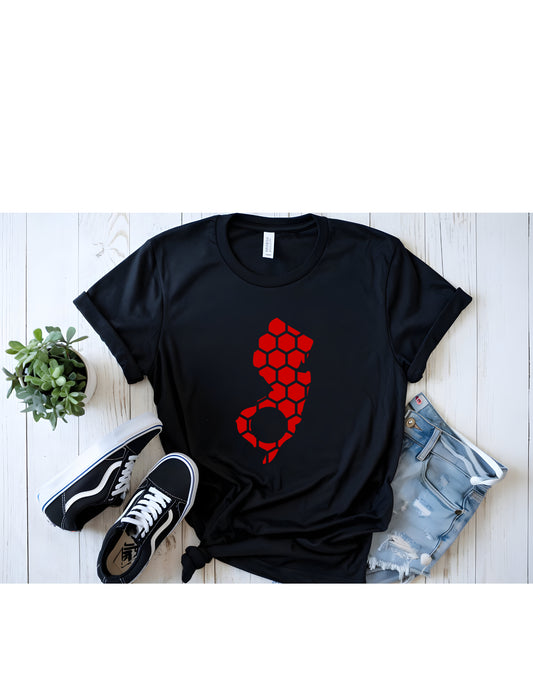 New Jersey Honeycomb Crewneck T-Shirt-Rogue Magnolia Custom Designs