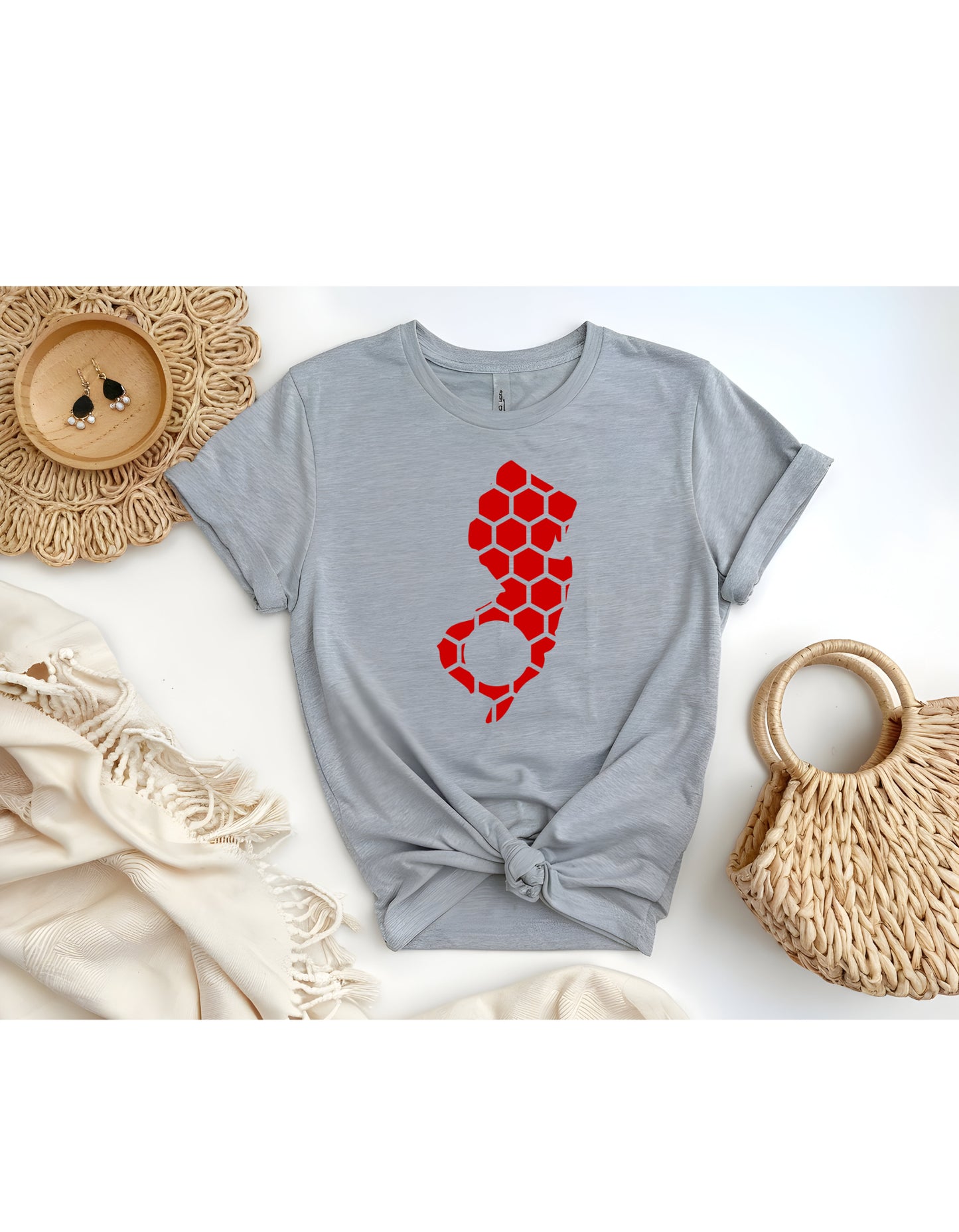New Jersey Honeycomb Crewneck T-Shirt-Rogue Magnolia Custom Designs