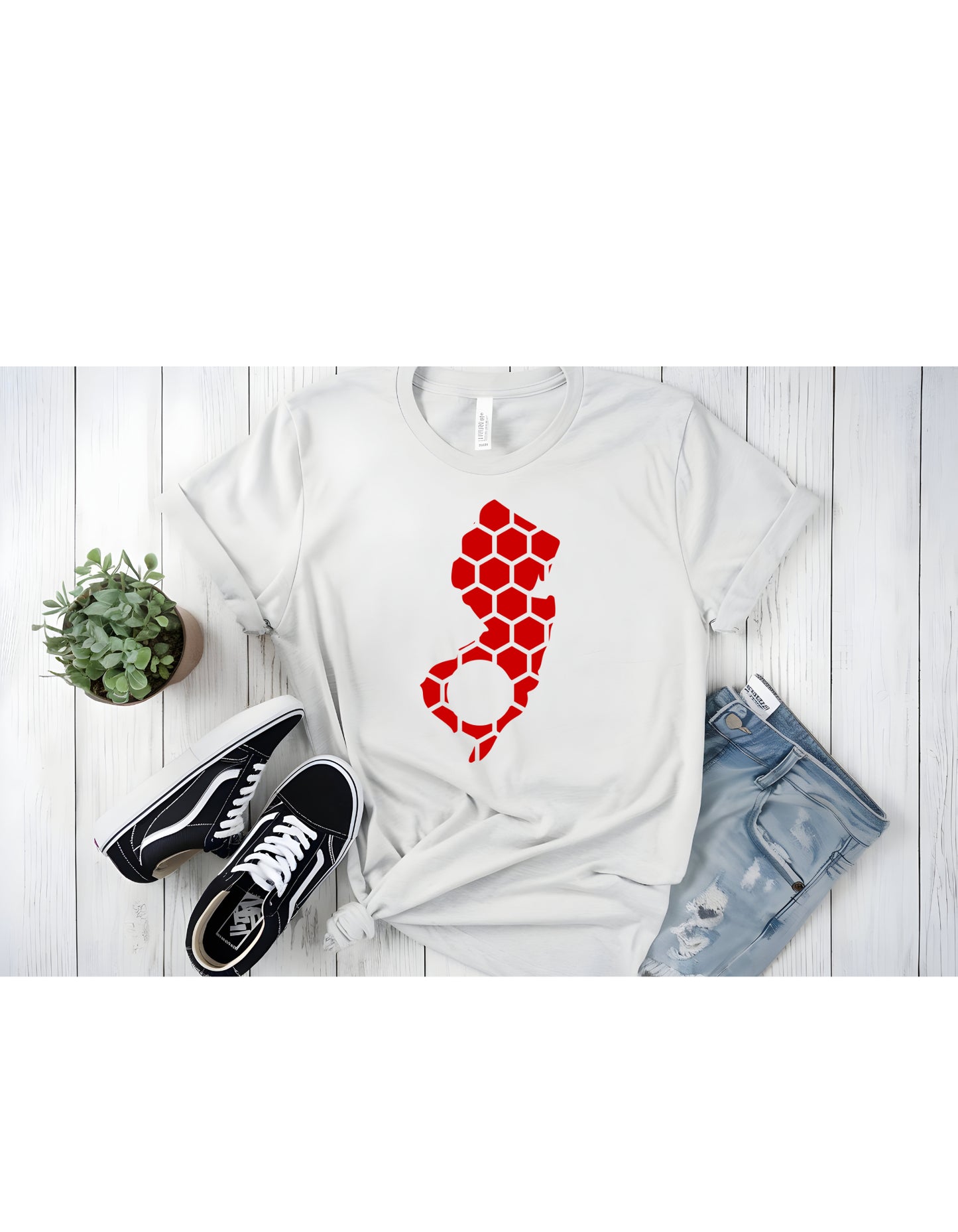 New Jersey Honeycomb Crewneck T-Shirt-Rogue Magnolia Custom Designs