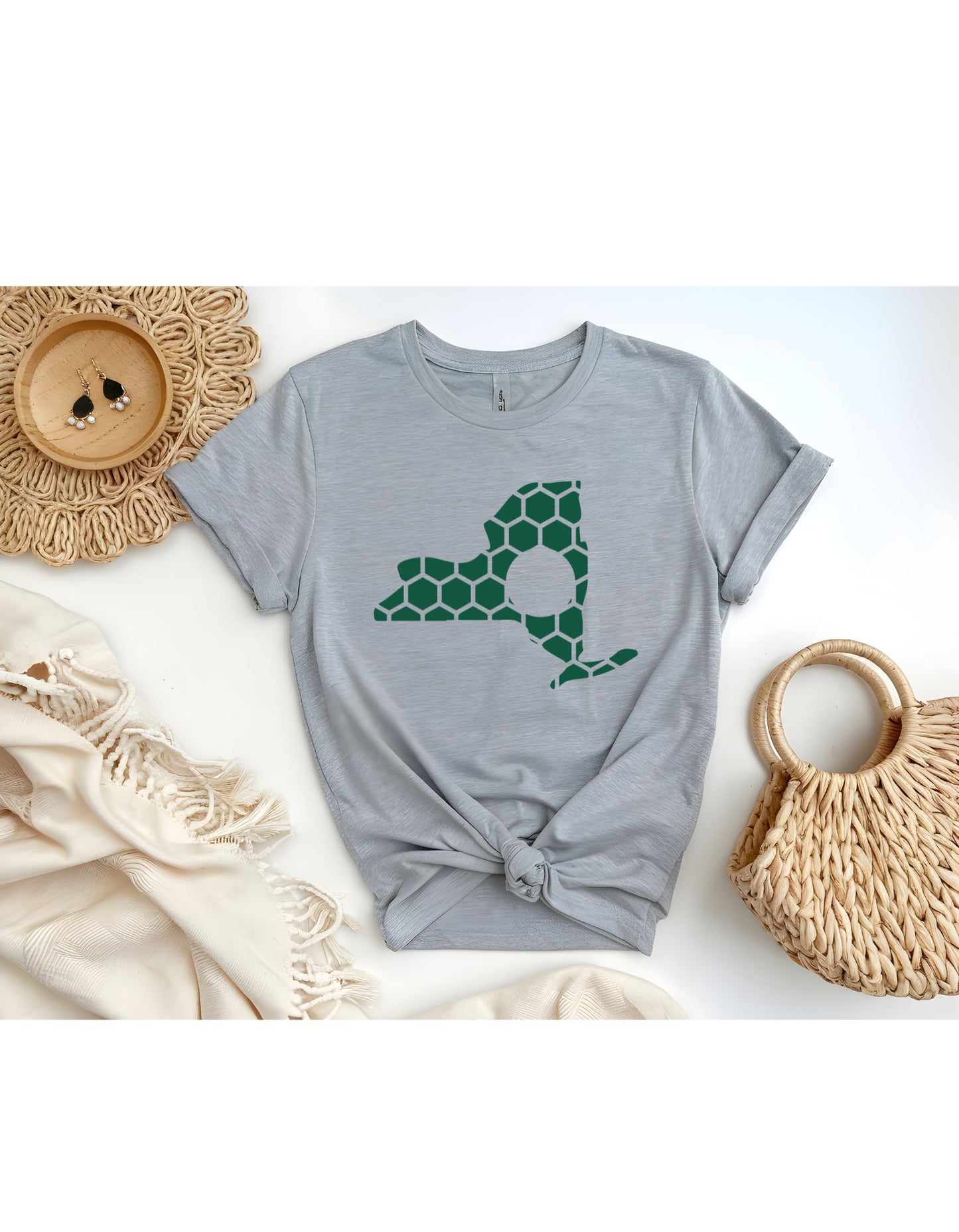 New York Honeycomb Crewneck T-Shirt-Rogue Magnolia Custom Designs