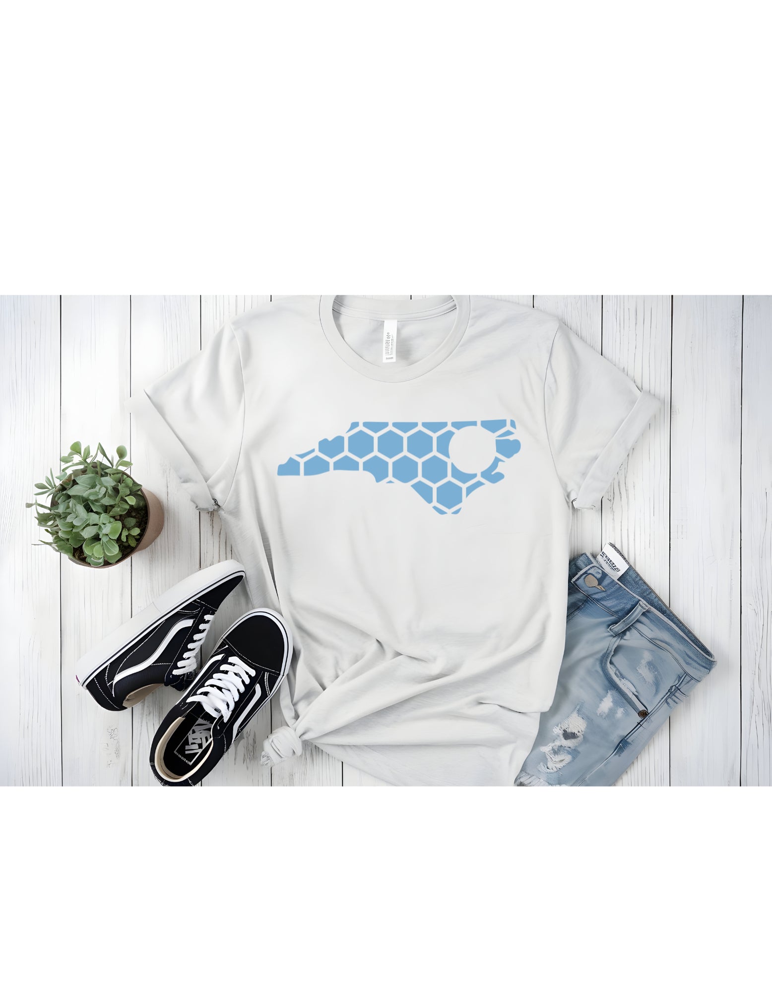 North Carolina Honeycomb Crewneck T-Shirt-Rogue Magnolia Custom Designs