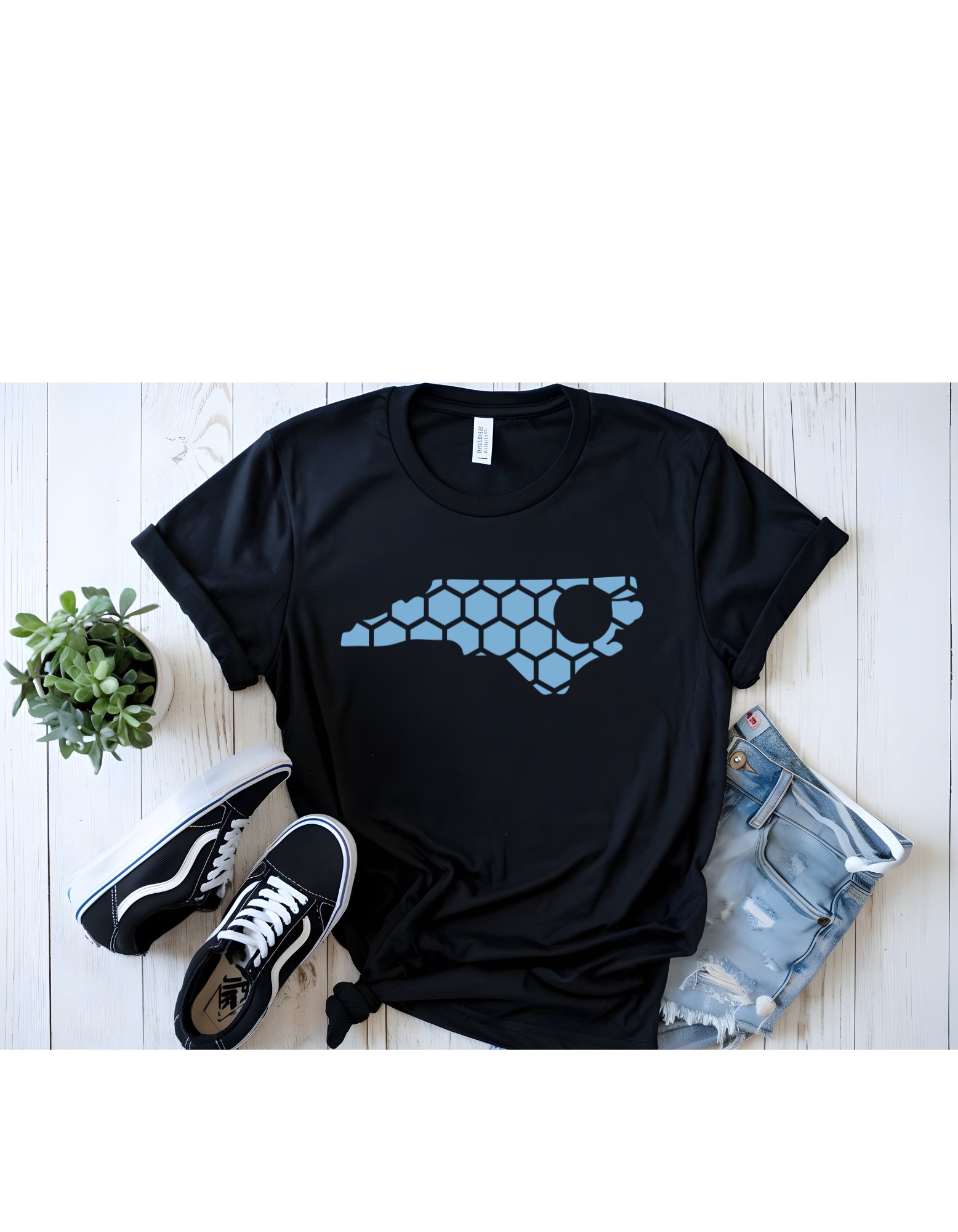 North Carolina Honeycomb Crewneck T-Shirt-Rogue Magnolia Custom Designs
