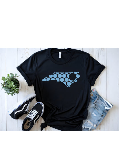 North Carolina Honeycomb Crewneck T-Shirt-Rogue Magnolia Custom Designs