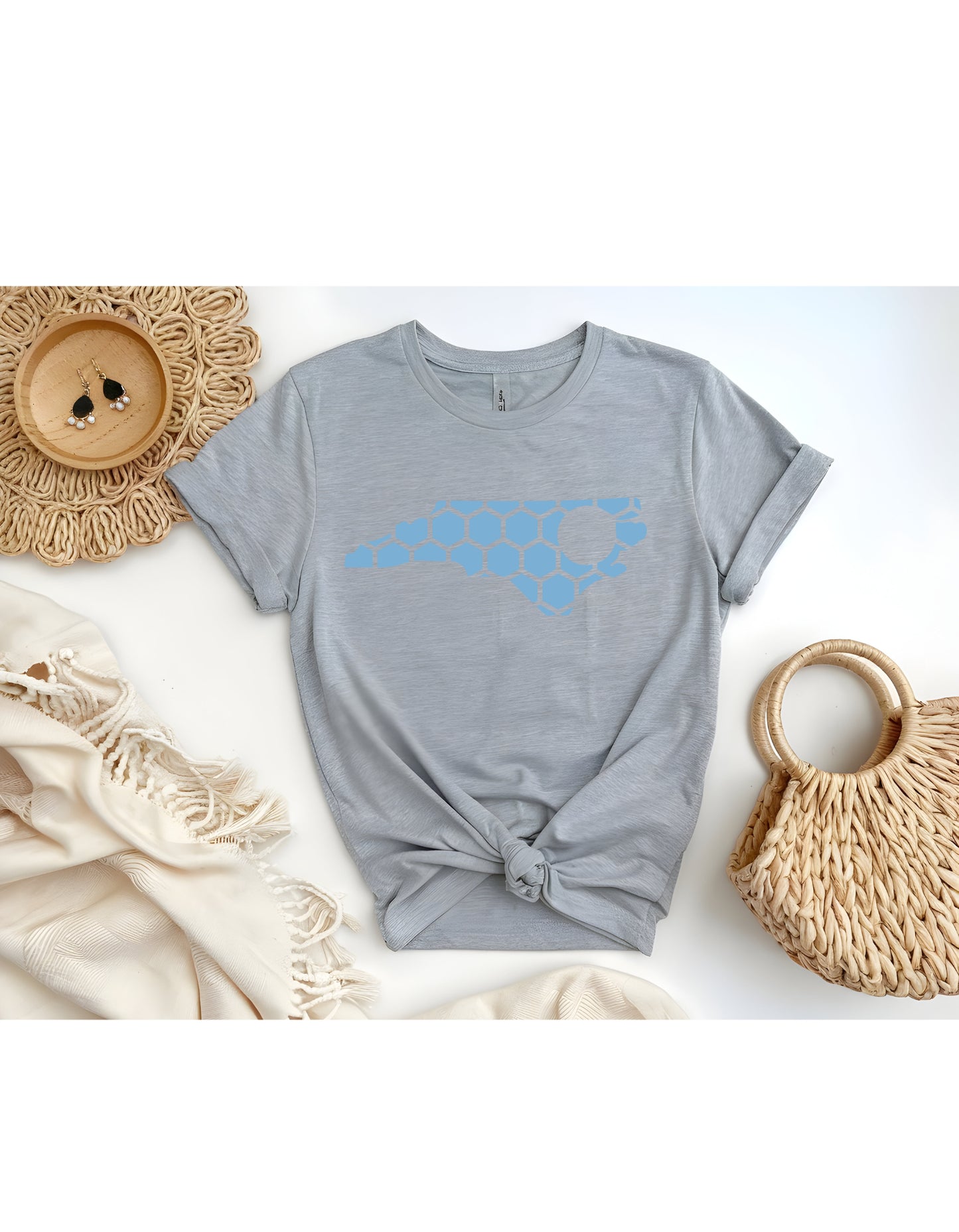 North Carolina Honeycomb Crewneck T-Shirt-Rogue Magnolia Custom Designs