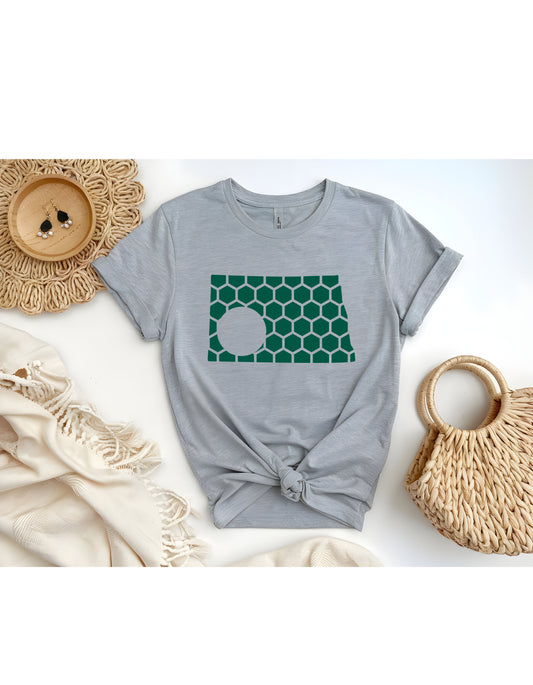 North Dakota Honeycomb Crewneck T-Shirt-Rogue Magnolia Custom Designs