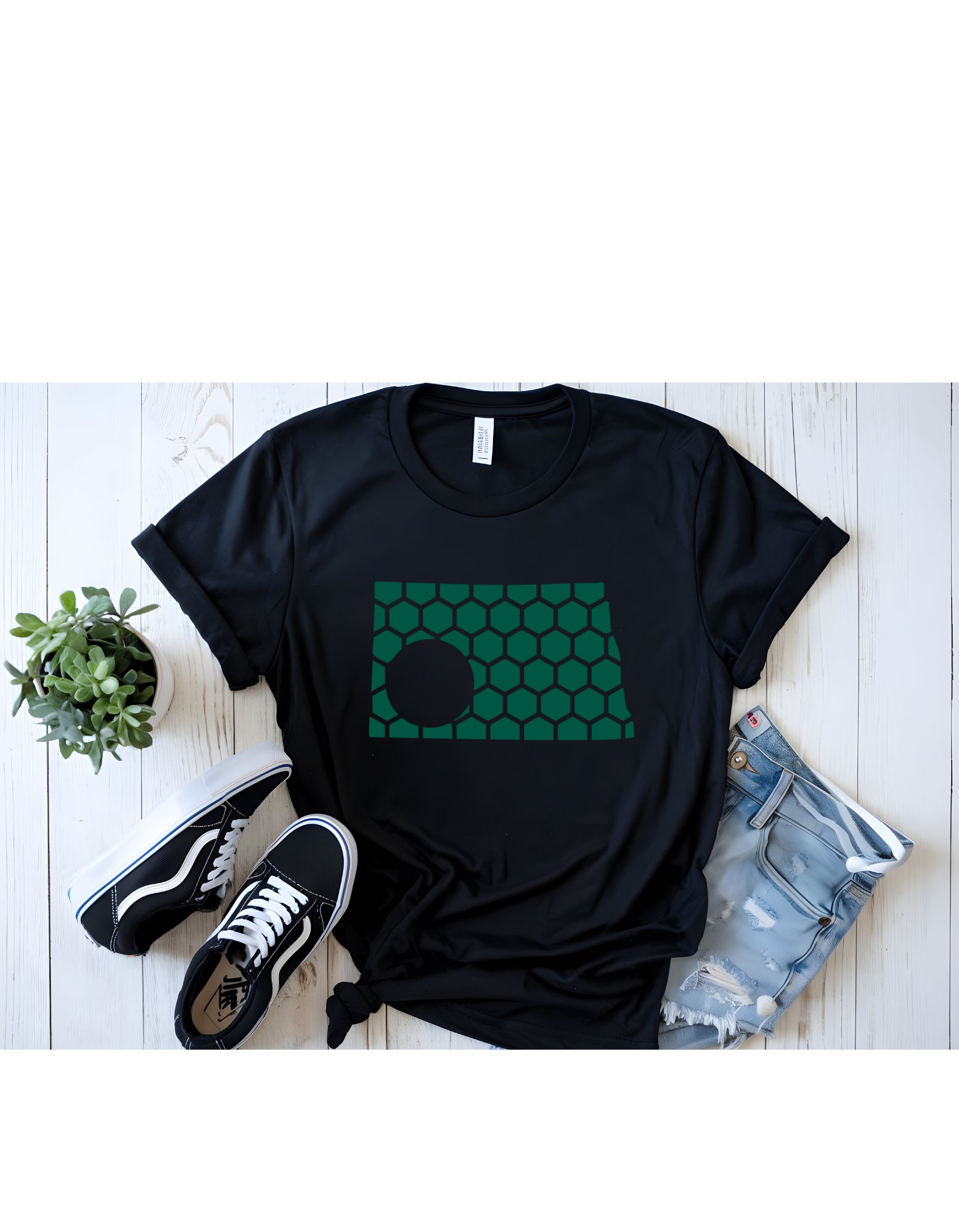 North Dakota Honeycomb Crewneck T-Shirt-Rogue Magnolia Custom Designs