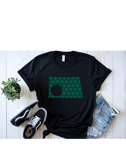 North Dakota Honeycomb Crewneck T-Shirt-Rogue Magnolia Custom Designs