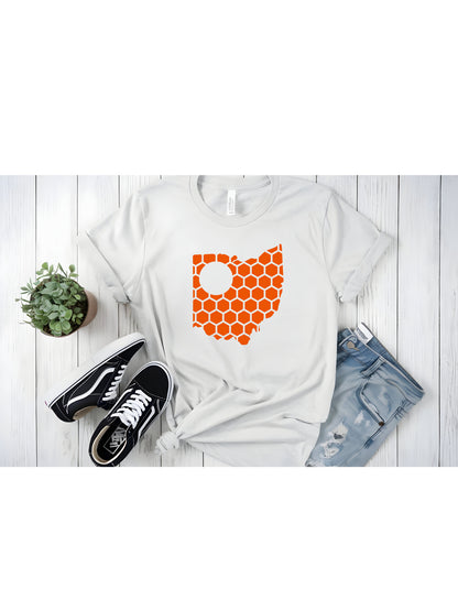 Ohio Honeycomb Crewneck T-Shirt-Rogue Magnolia Custom Designs