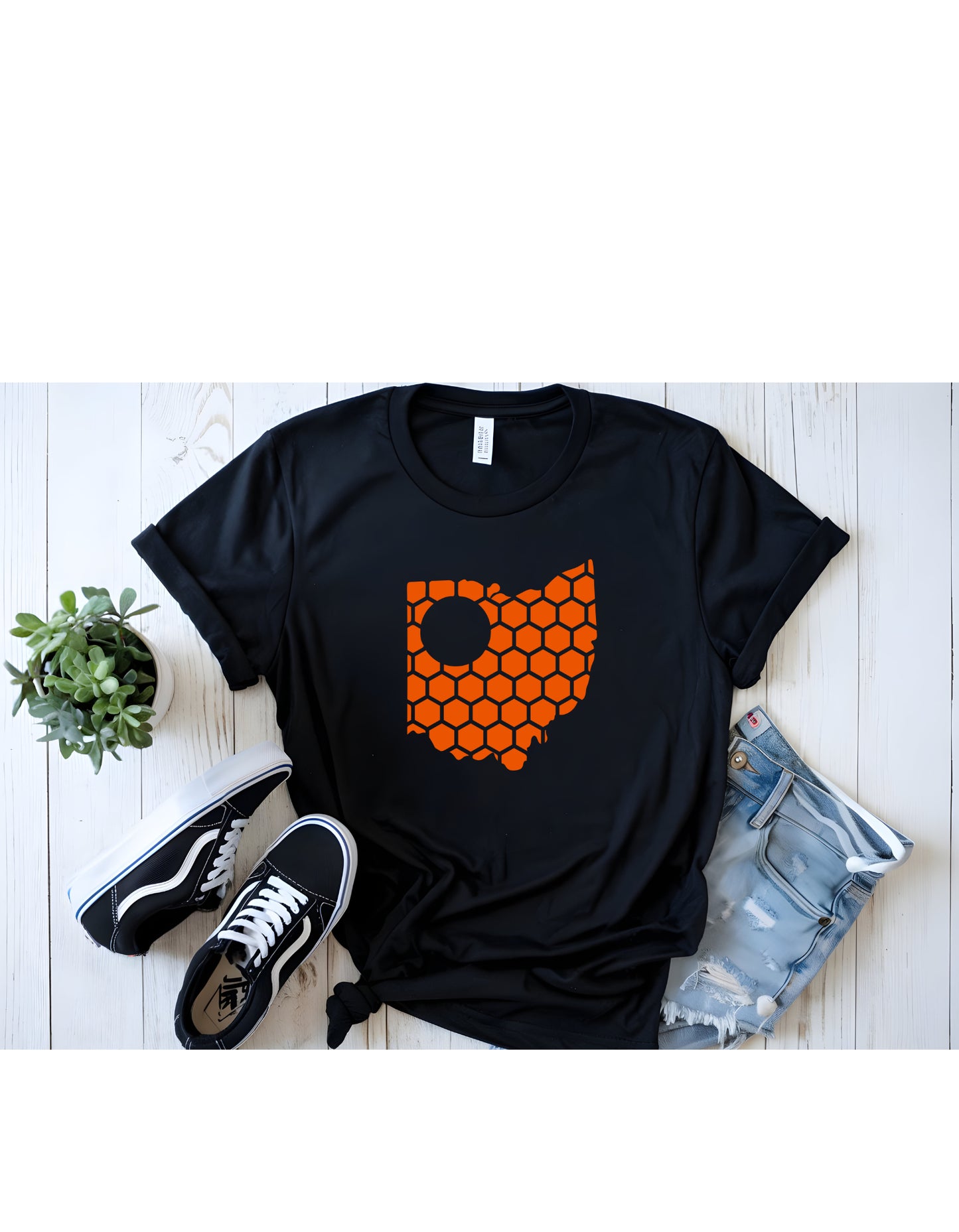 Ohio Honeycomb Crewneck T-Shirt-Rogue Magnolia Custom Designs