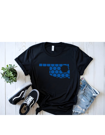 Oklahoma Honeycomb Crewneck T-Shirt-Rogue Magnolia Custom Designs