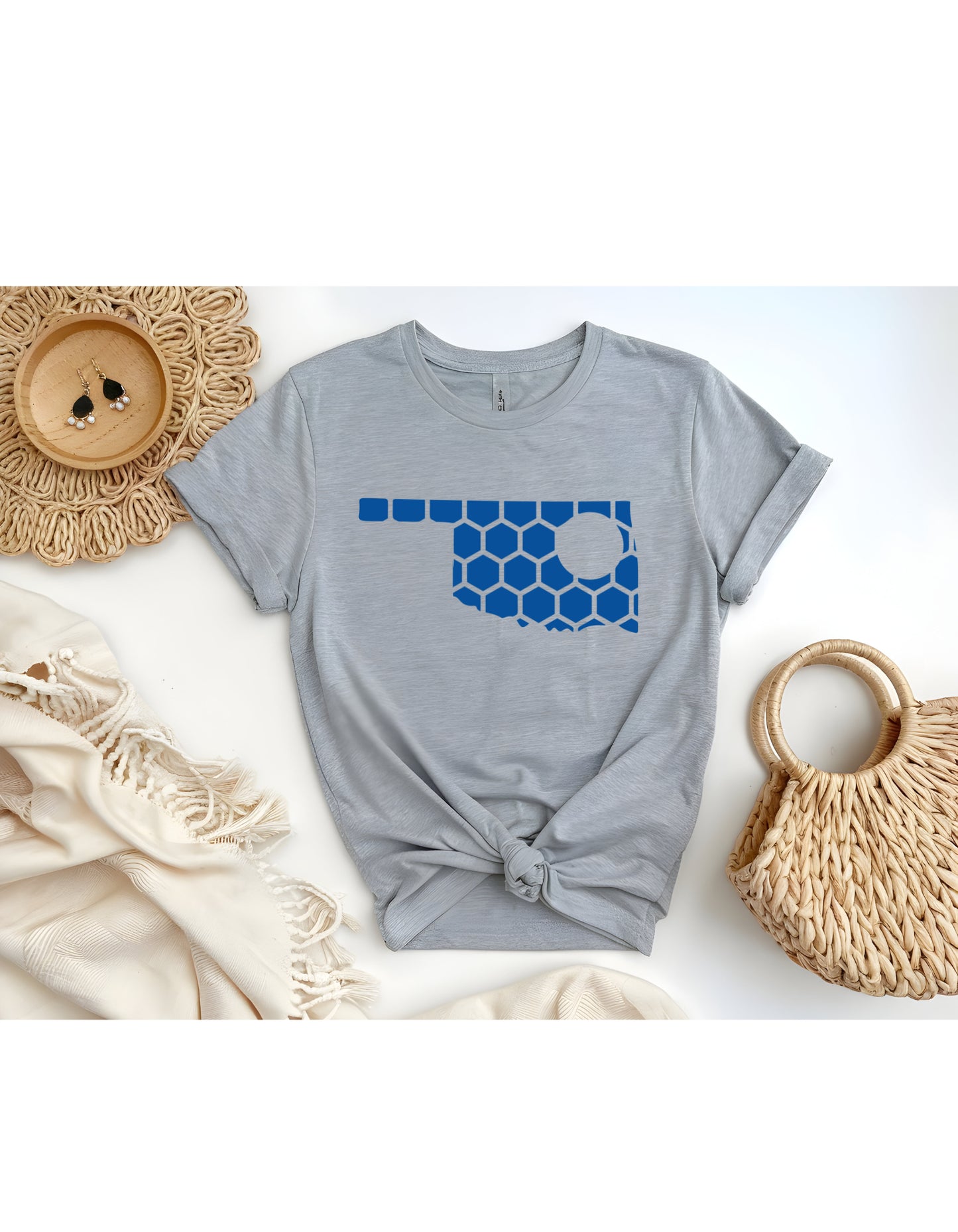 Oklahoma Honeycomb Crewneck T-Shirt-Rogue Magnolia Custom Designs