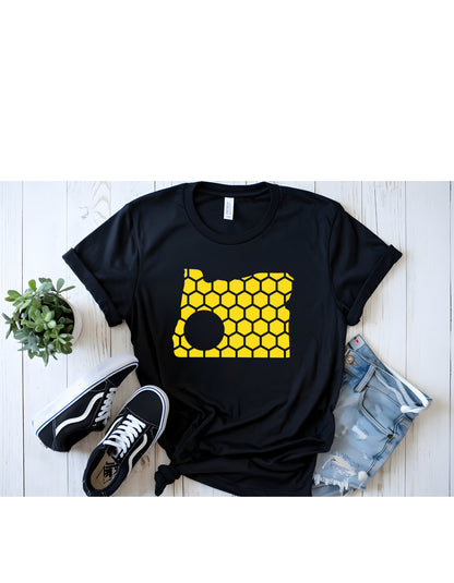 Oregon Honeycomb Crewneck T-Shirt-Rogue Magnolia Custom Designs