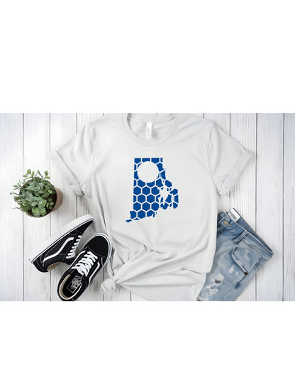 Rhode Island Honeycomb Crewneck T-Shirt-Rogue Magnolia Custom Designs