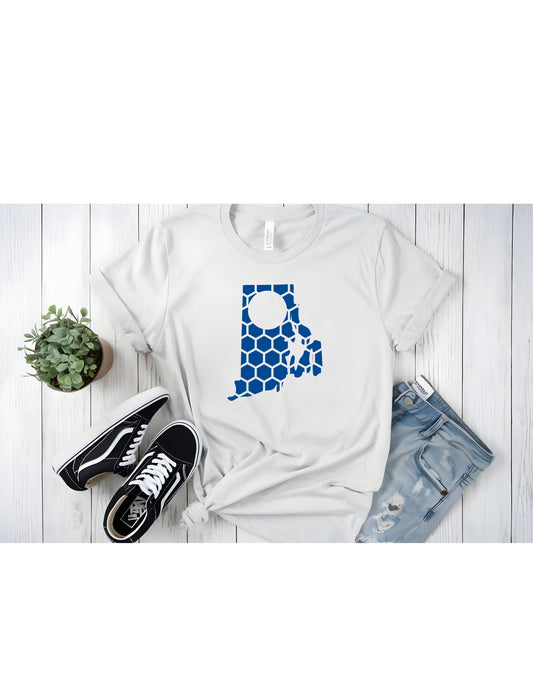 Rhode Island Honeycomb Crewneck T-Shirt-Rogue Magnolia Custom Designs