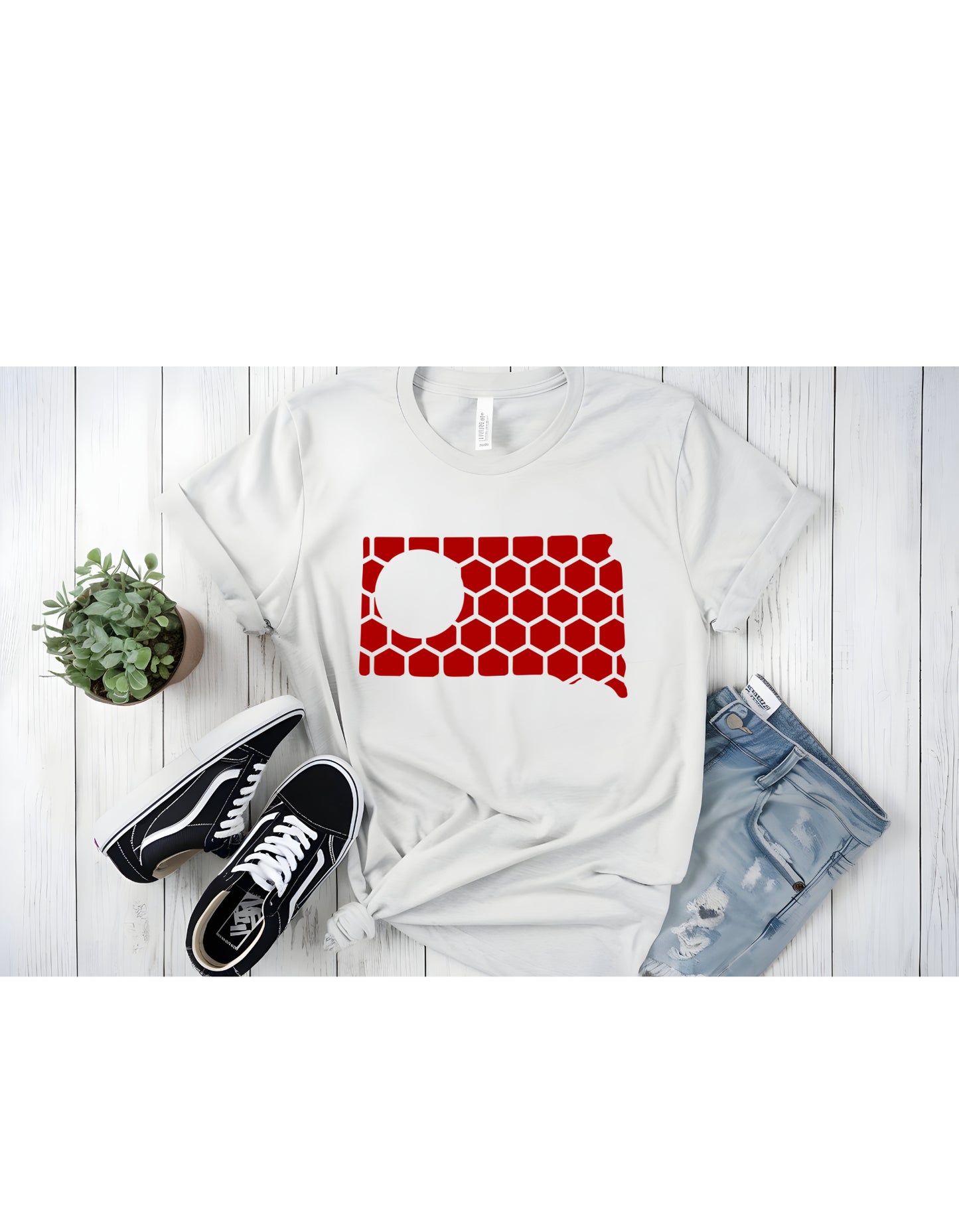 South Dakota Honeycomb Crewneck T-Shirt-Rogue Magnolia Custom Designs