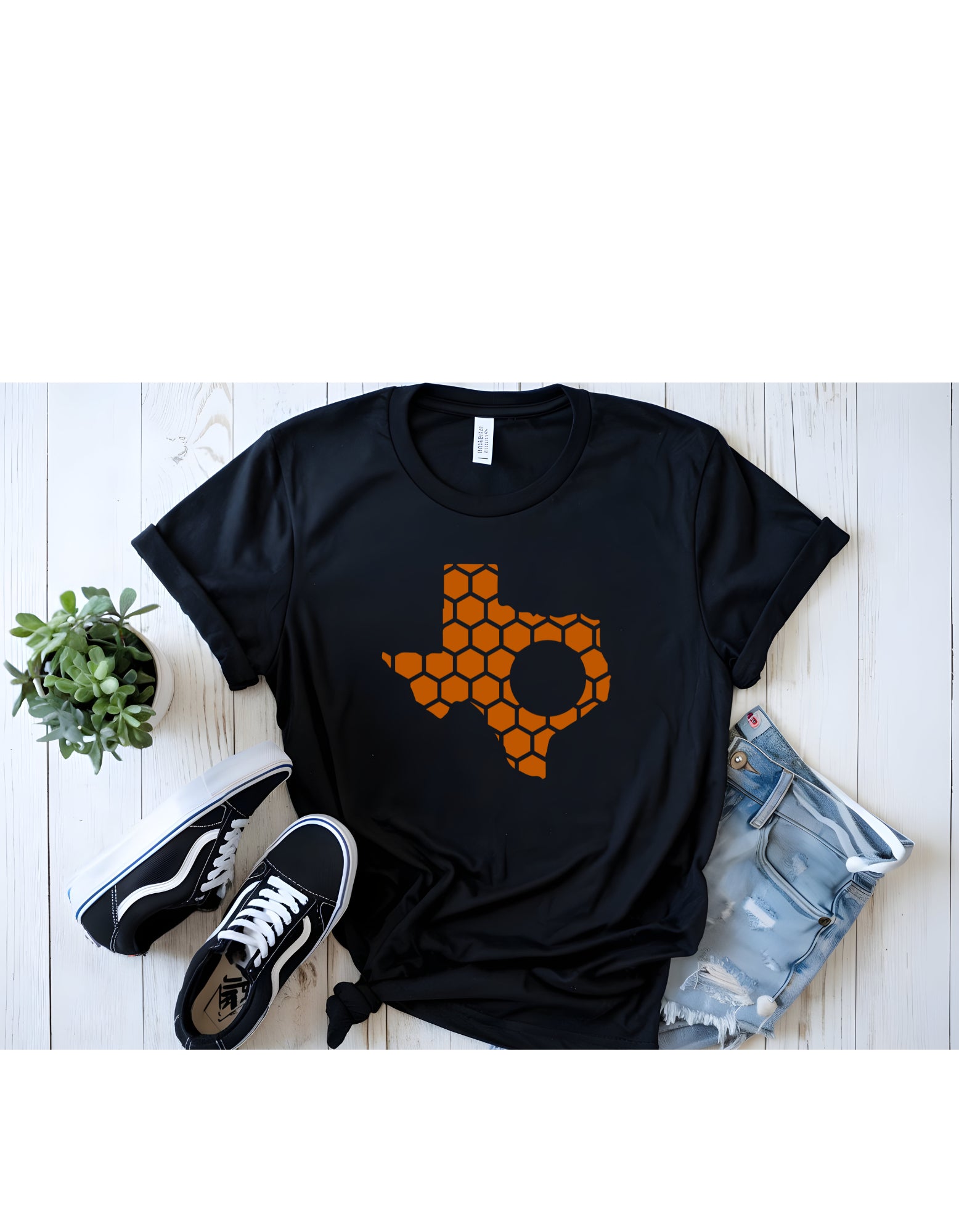Texas Honeycomb Crewneck T-Shirt-Rogue Magnolia Custom Designs
