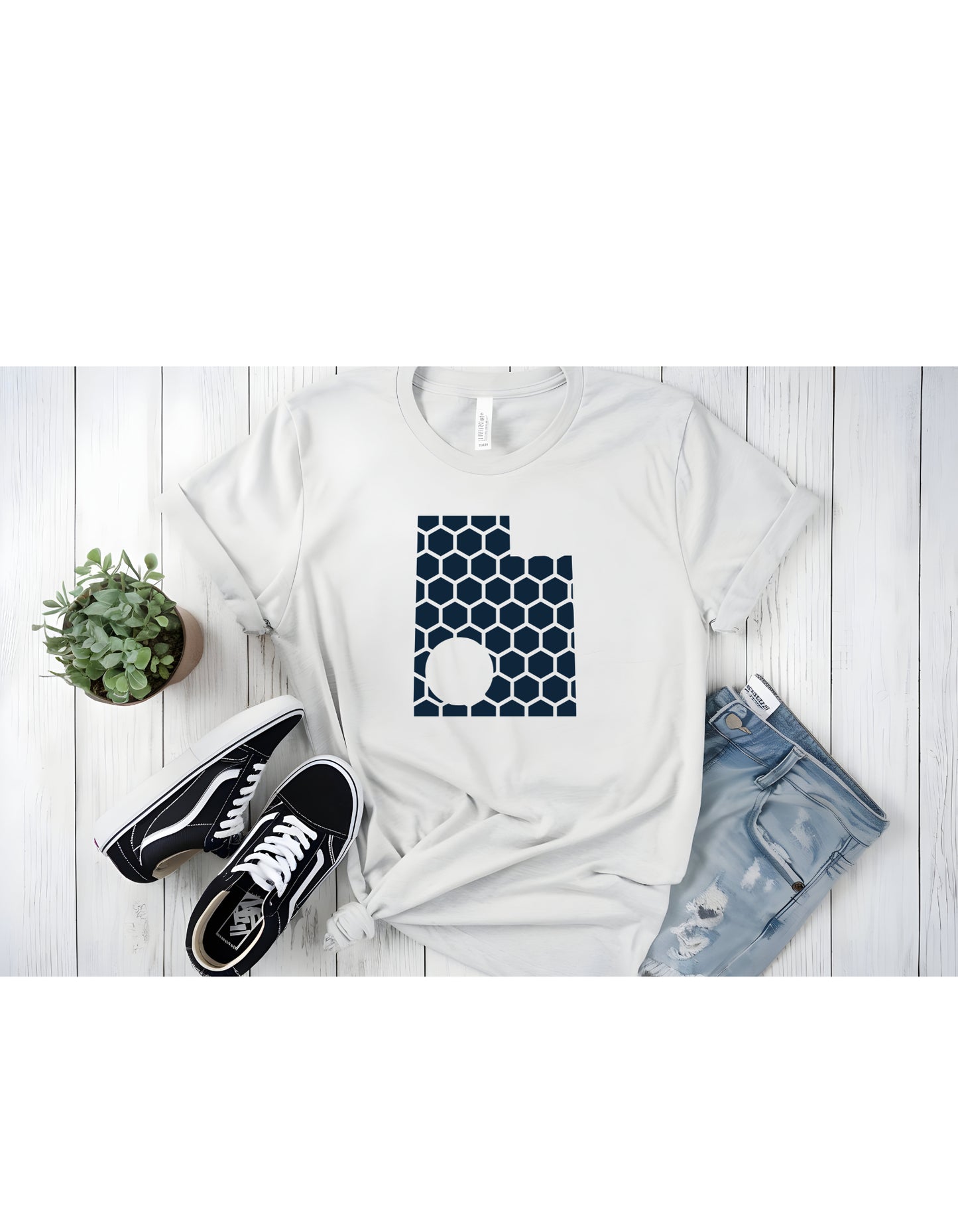 Utah Honeycomb Crewneck T-Shirt-Rogue Magnolia Custom Designs
