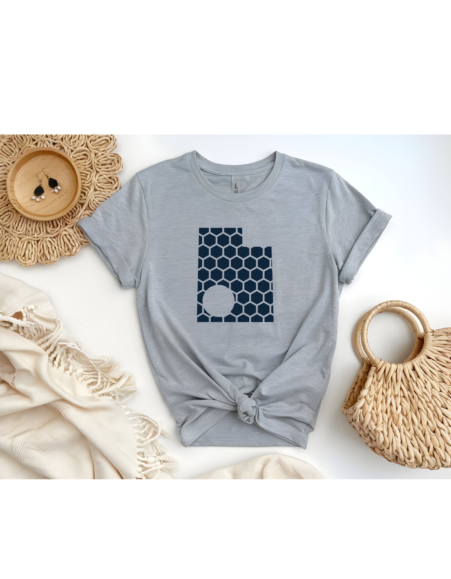 Utah Honeycomb Crewneck T-Shirt-Rogue Magnolia Custom Designs