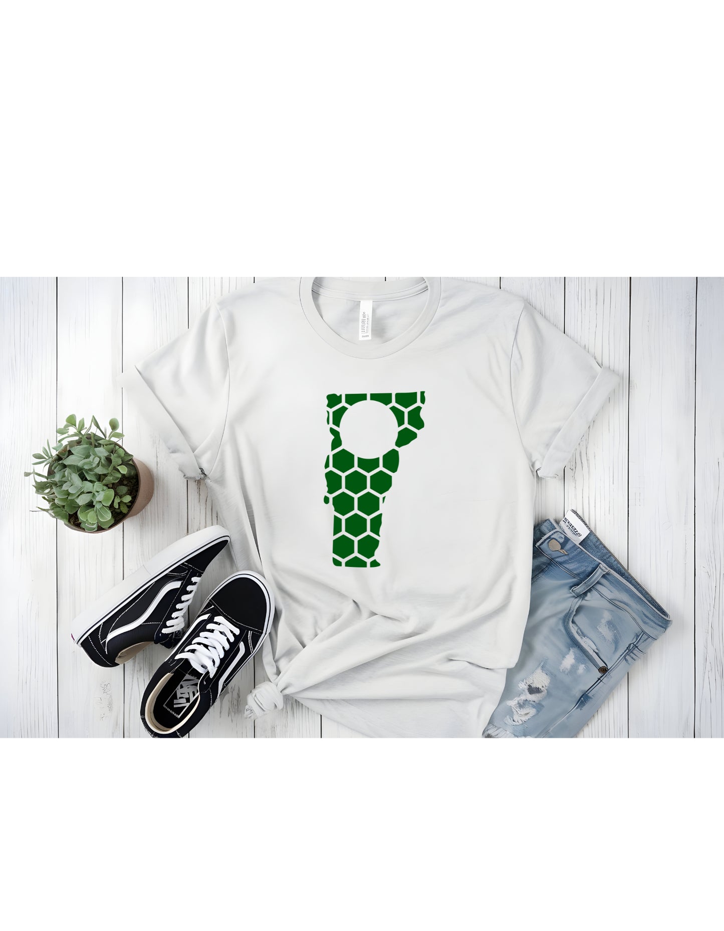 Vermont Honeycomb Crewneck T-Shirt-Rogue Magnolia Custom Designs