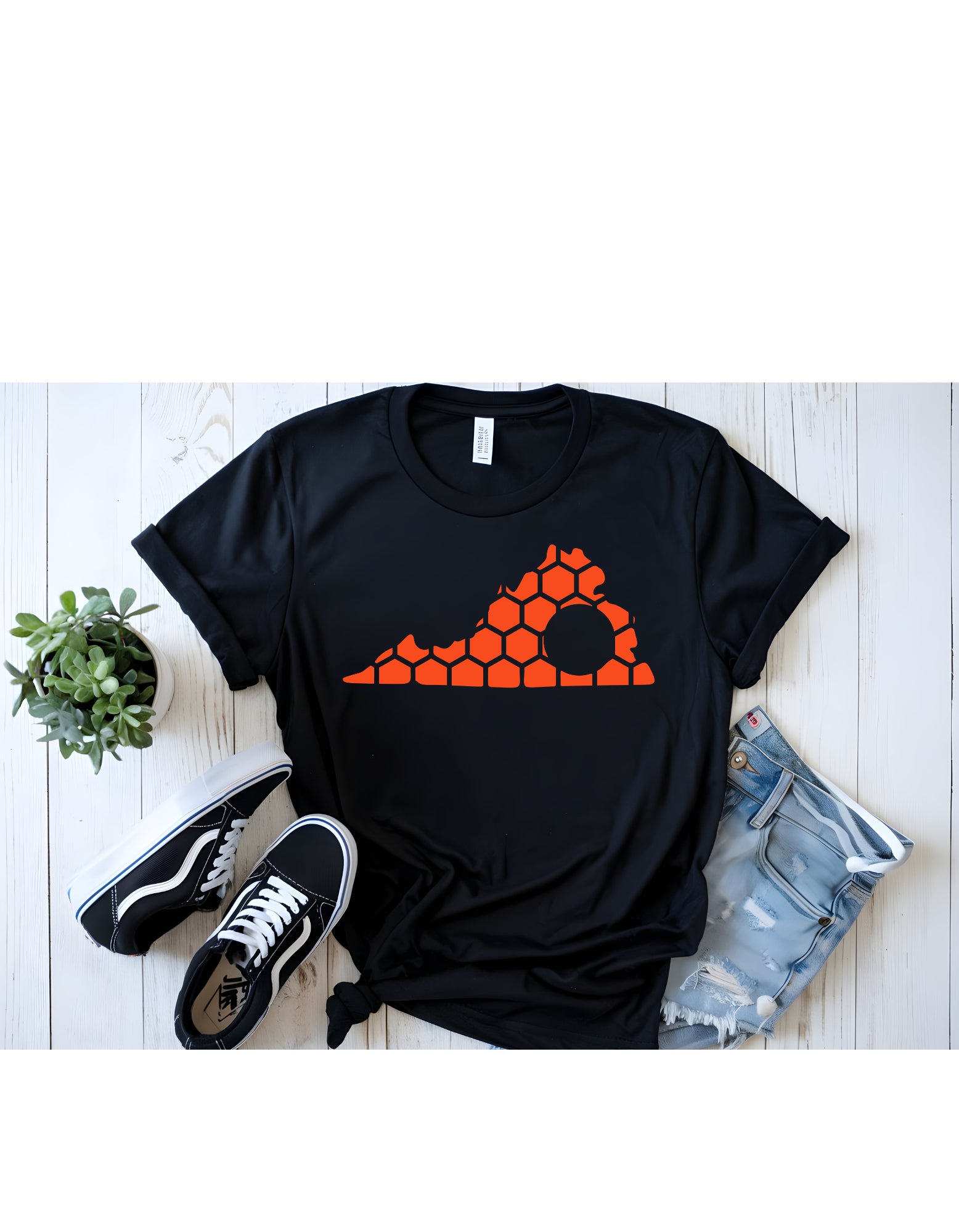 Virginia Honeycomb Crewneck T-Shirt-Rogue Magnolia Custom Designs