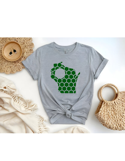 Wisconsin Honeycomb Crewneck T-Shirt-Rogue Magnolia Custom Designs