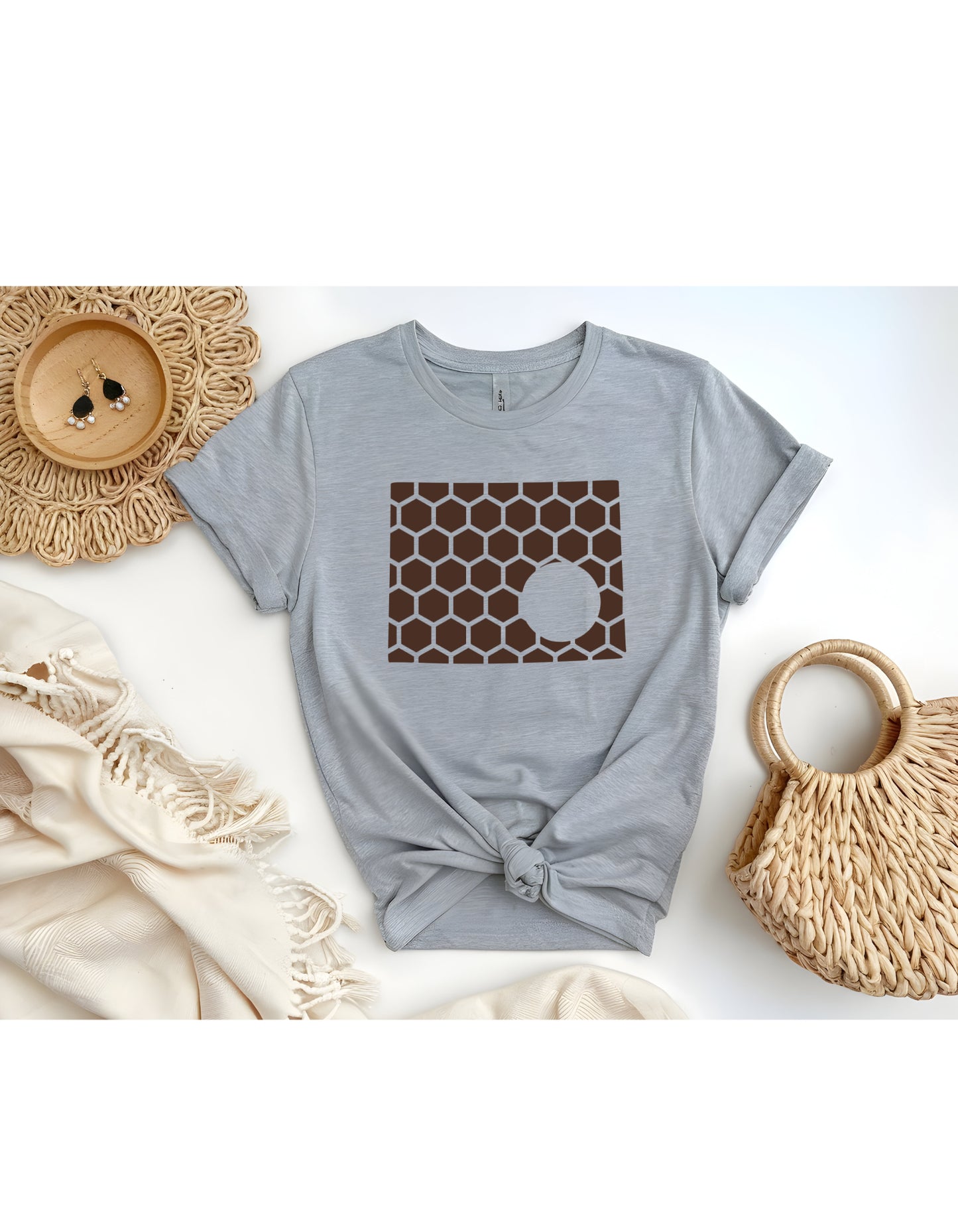 Wyoming Honeycomb Crewneck T-Shirt-Rogue Magnolia Custom Designs