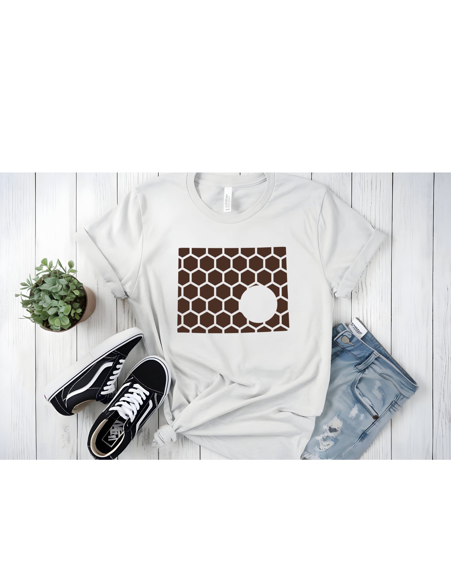 Wyoming Honeycomb Crewneck T-Shirt-Rogue Magnolia Custom Designs