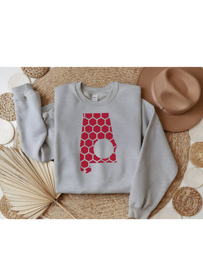 Alabama Honeycomb Monogrammed Sweatshirt-Rogue Magnolia Custom Designs