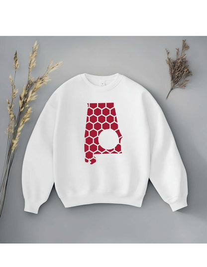 Alabama Honeycomb Monogrammed Sweatshirt-Rogue Magnolia Custom Designs