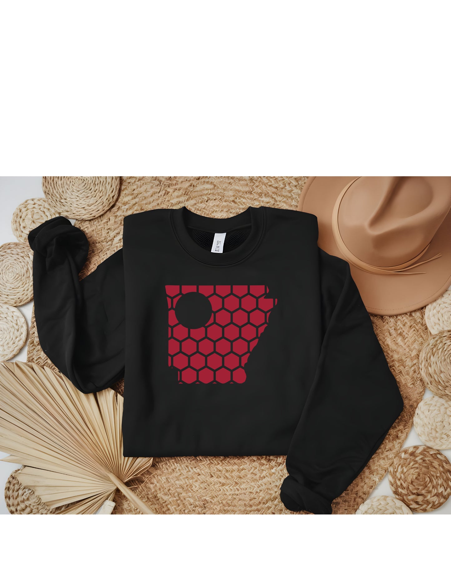 Arkansas Honeycomb Monogrammed Sweatshirt-Rogue Magnolia Custom Designs
