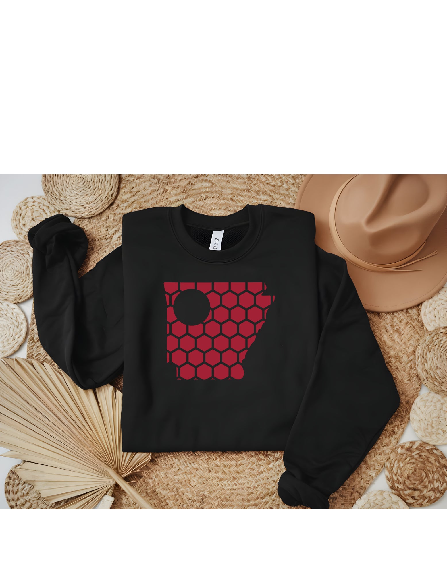 Arkansas Honeycomb Monogrammed Sweatshirt-Rogue Magnolia Custom Designs