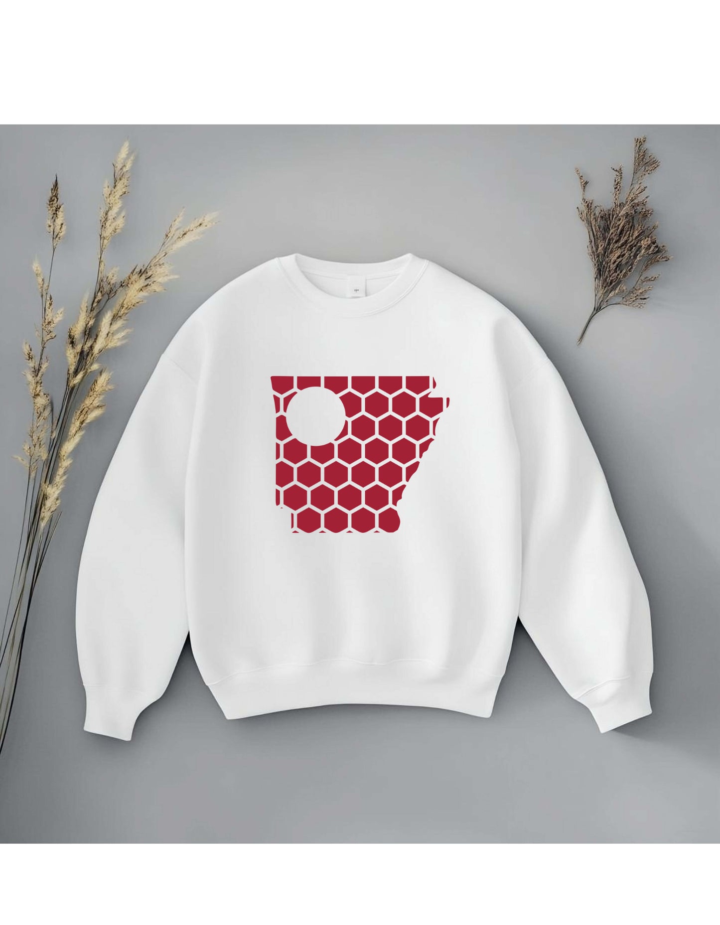 Arkansas Honeycomb Monogrammed Sweatshirt-Rogue Magnolia Custom Designs