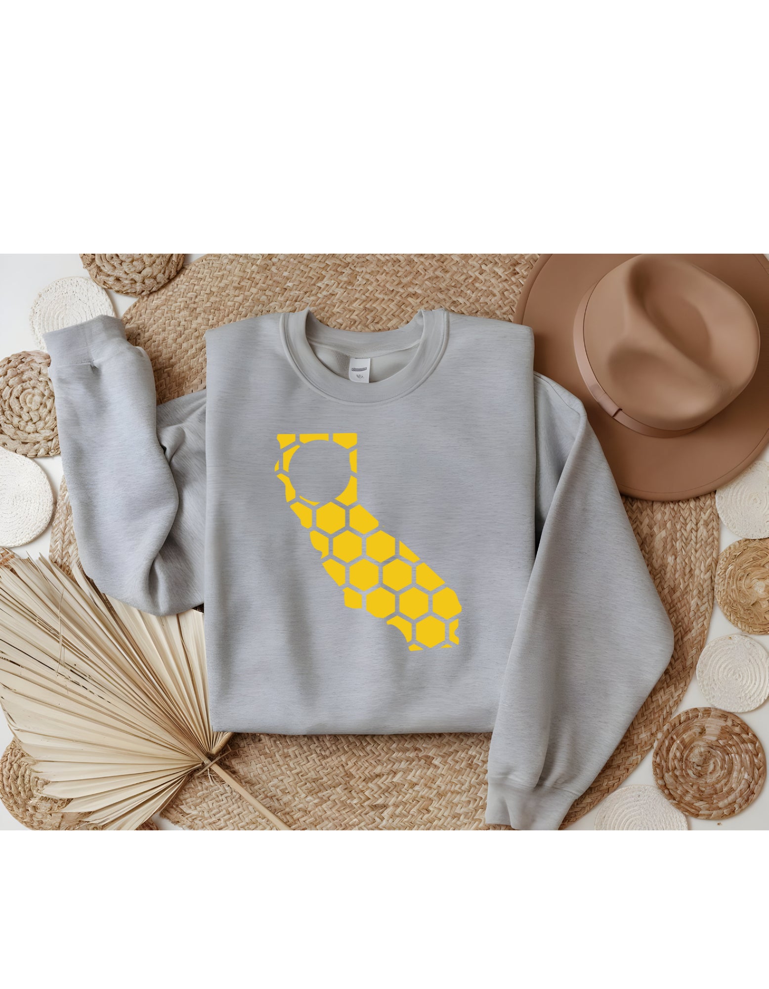 California Honeycomb Monogrammed Sweatshirt-Rogue Magnolia Custom Designs