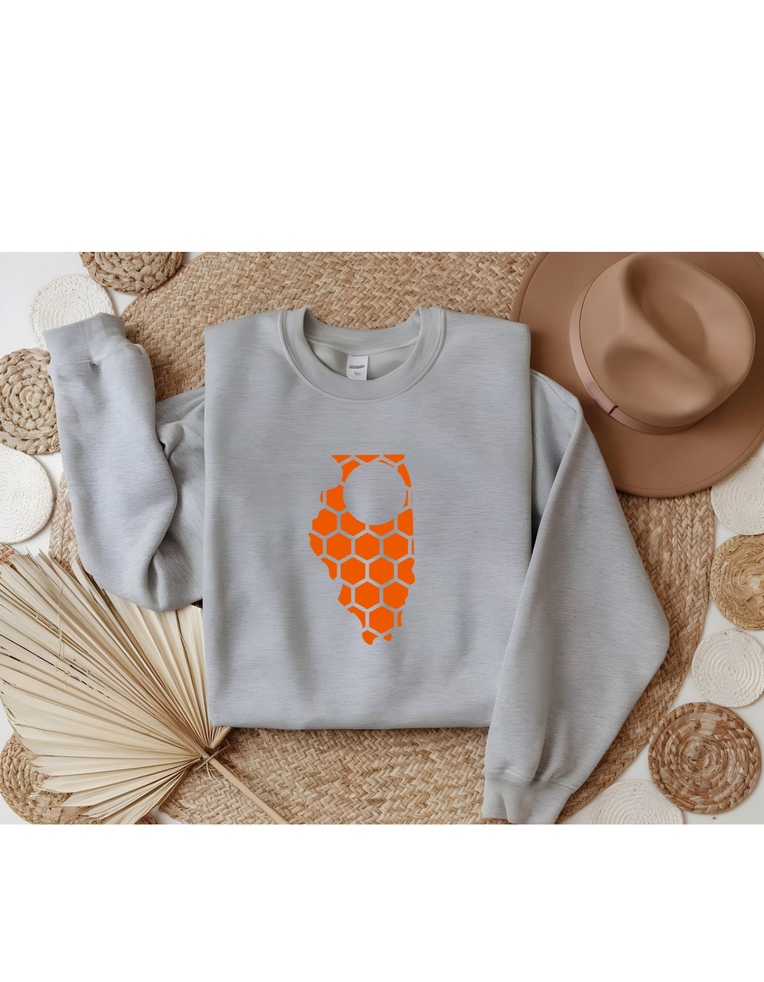 Illinois Honeycomb Monogrammed Sweatshirt-Rogue Magnolia Custom Designs