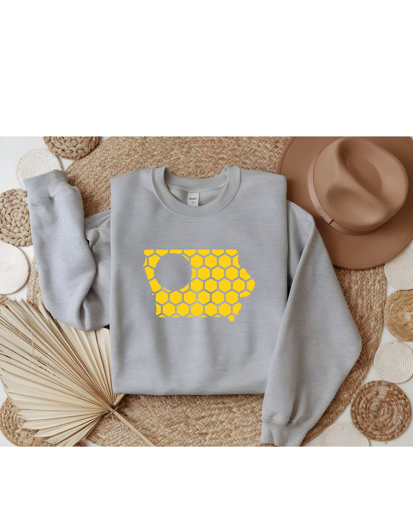 Iowa Honeycomb Monogrammed Sweatshirt-Rogue Magnolia Custom Designs