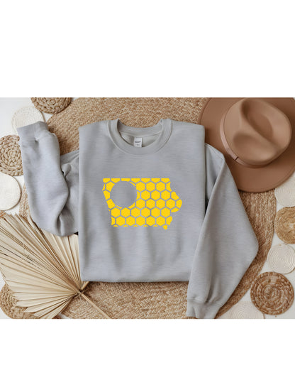 Iowa Honeycomb Monogrammed Sweatshirt-Rogue Magnolia Custom Designs