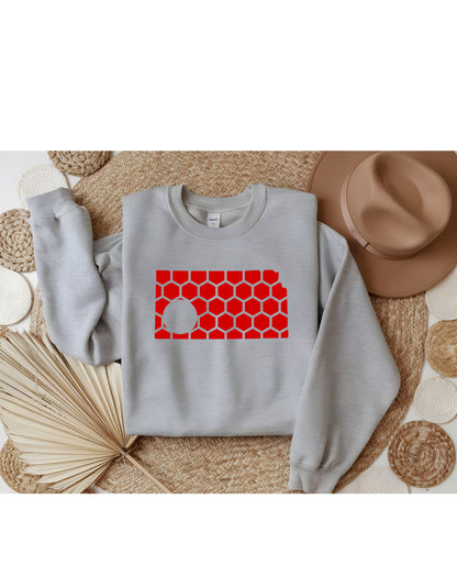 Kansas Honeycomb Monogrammed Sweatshirt-Rogue Magnolia Custom Designs