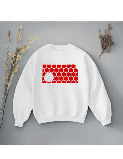 Kansas Honeycomb Monogrammed Sweatshirt-Rogue Magnolia Custom Designs