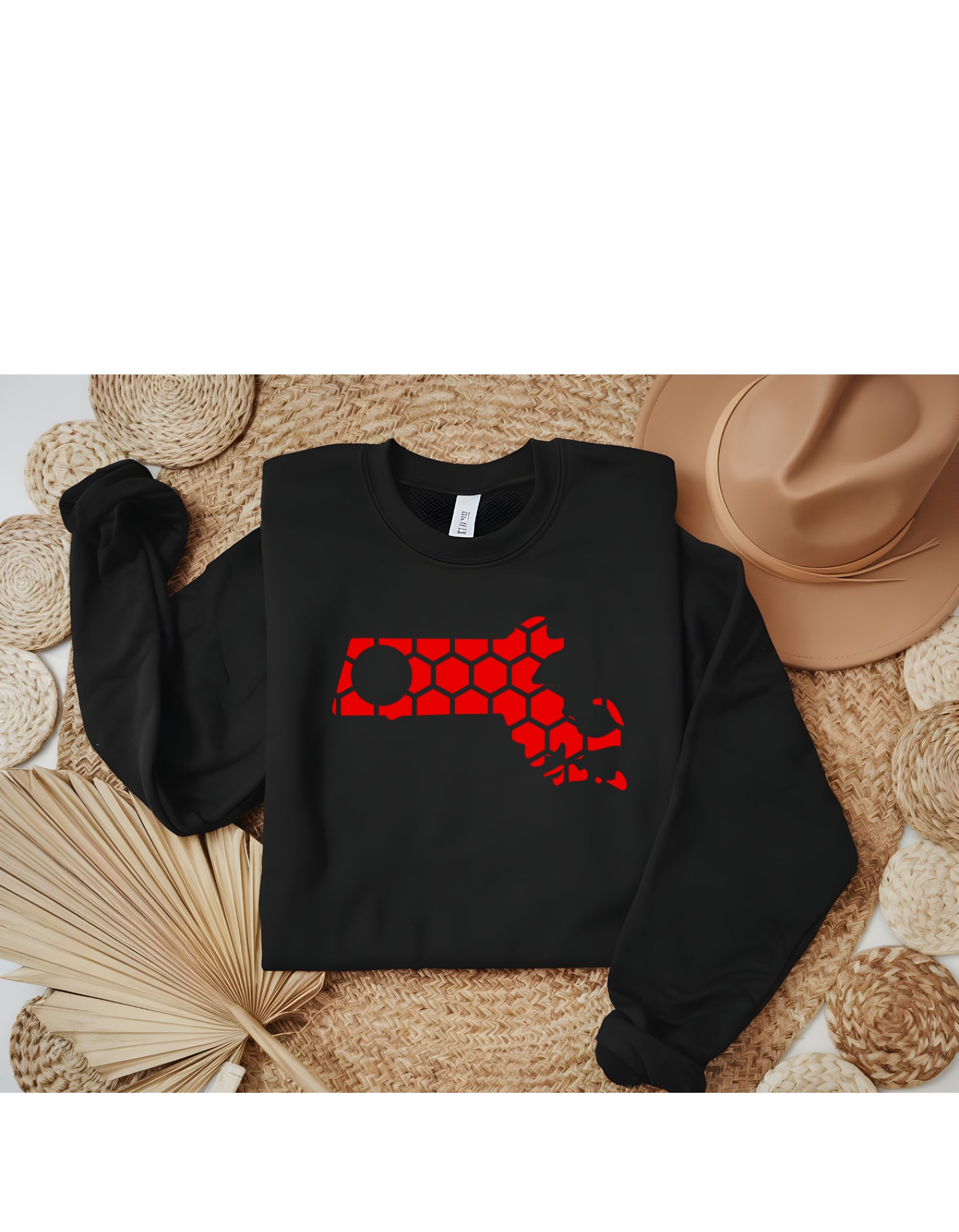 Massachusetts Honeycomb Monogrammed Sweatshirt-Rogue Magnolia Custom Designs