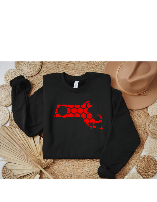 Massachusetts Honeycomb Monogrammed Sweatshirt-Rogue Magnolia Custom Designs