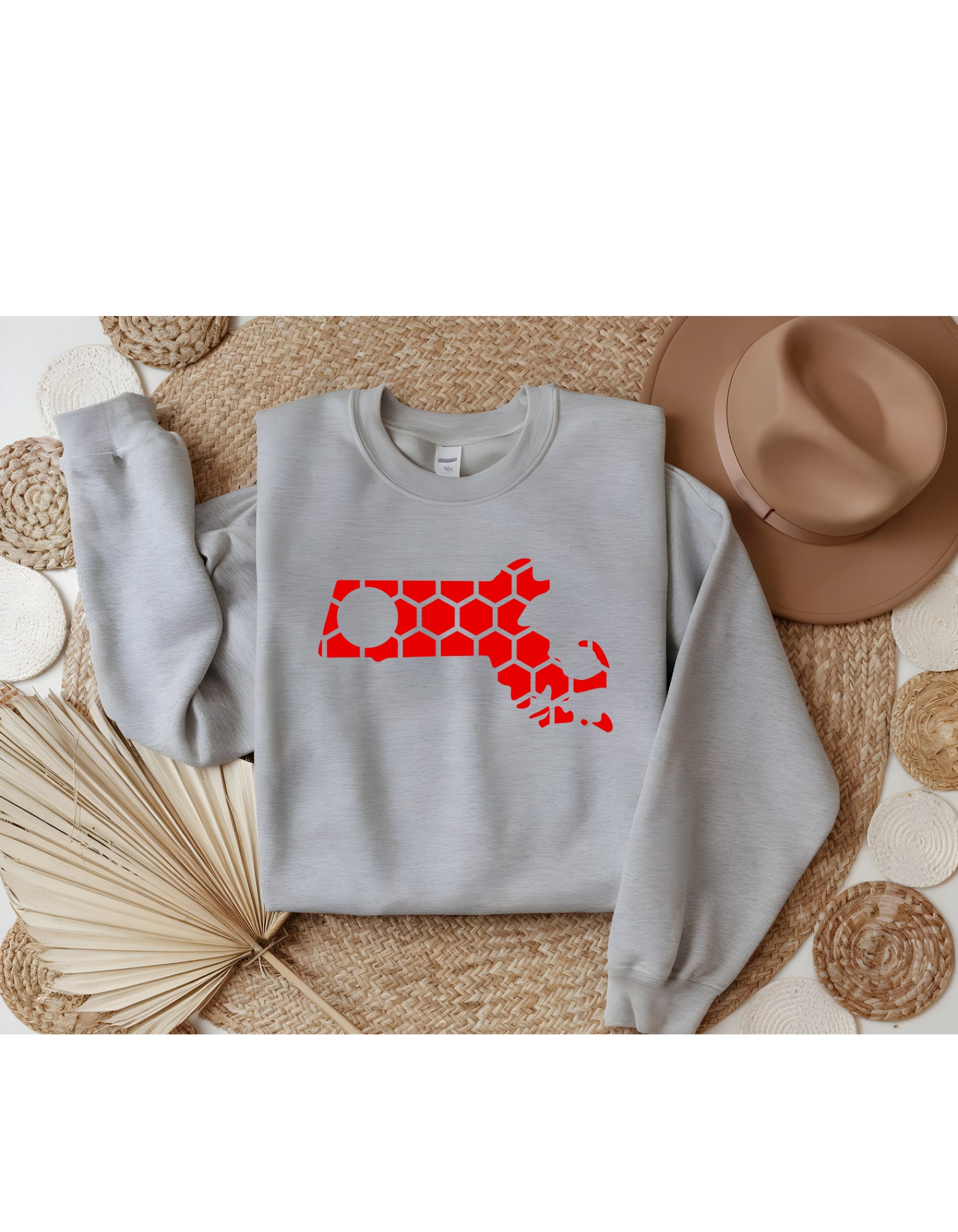 Massachusetts Honeycomb Monogrammed Sweatshirt-Rogue Magnolia Custom Designs