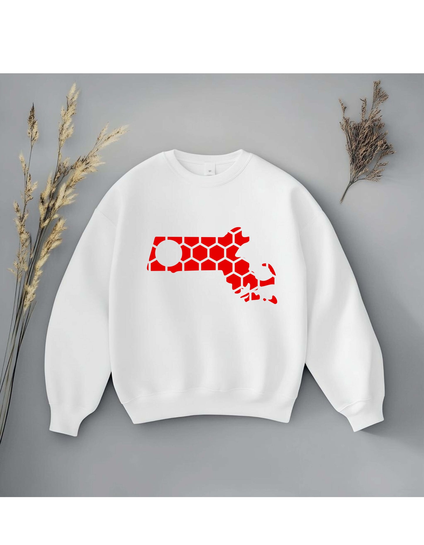 Massachusetts Honeycomb Monogrammed Sweatshirt-Rogue Magnolia Custom Designs