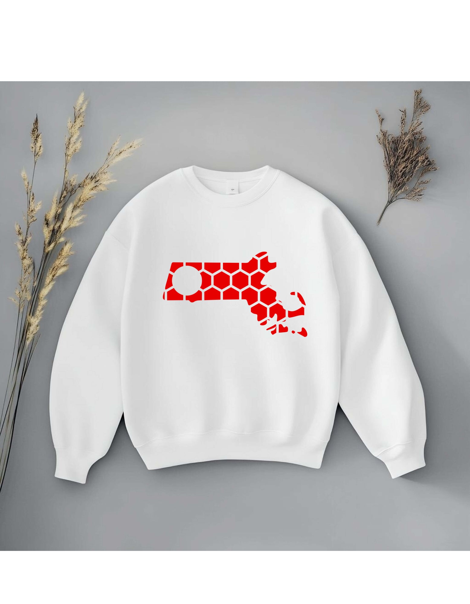 Massachusetts Honeycomb Monogrammed Sweatshirt-Rogue Magnolia Custom Designs