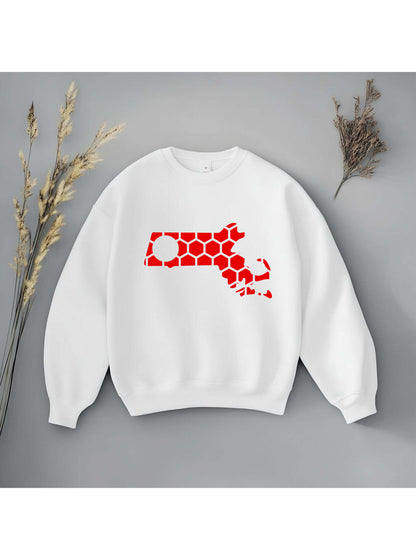 Massachusetts Honeycomb Monogrammed Sweatshirt-Rogue Magnolia Custom Designs
