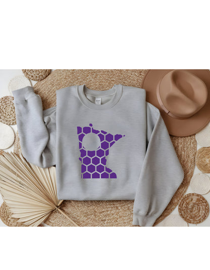 Minnesota Honeycomb Monogrammed Sweatshirt-Rogue Magnolia Custom Designs