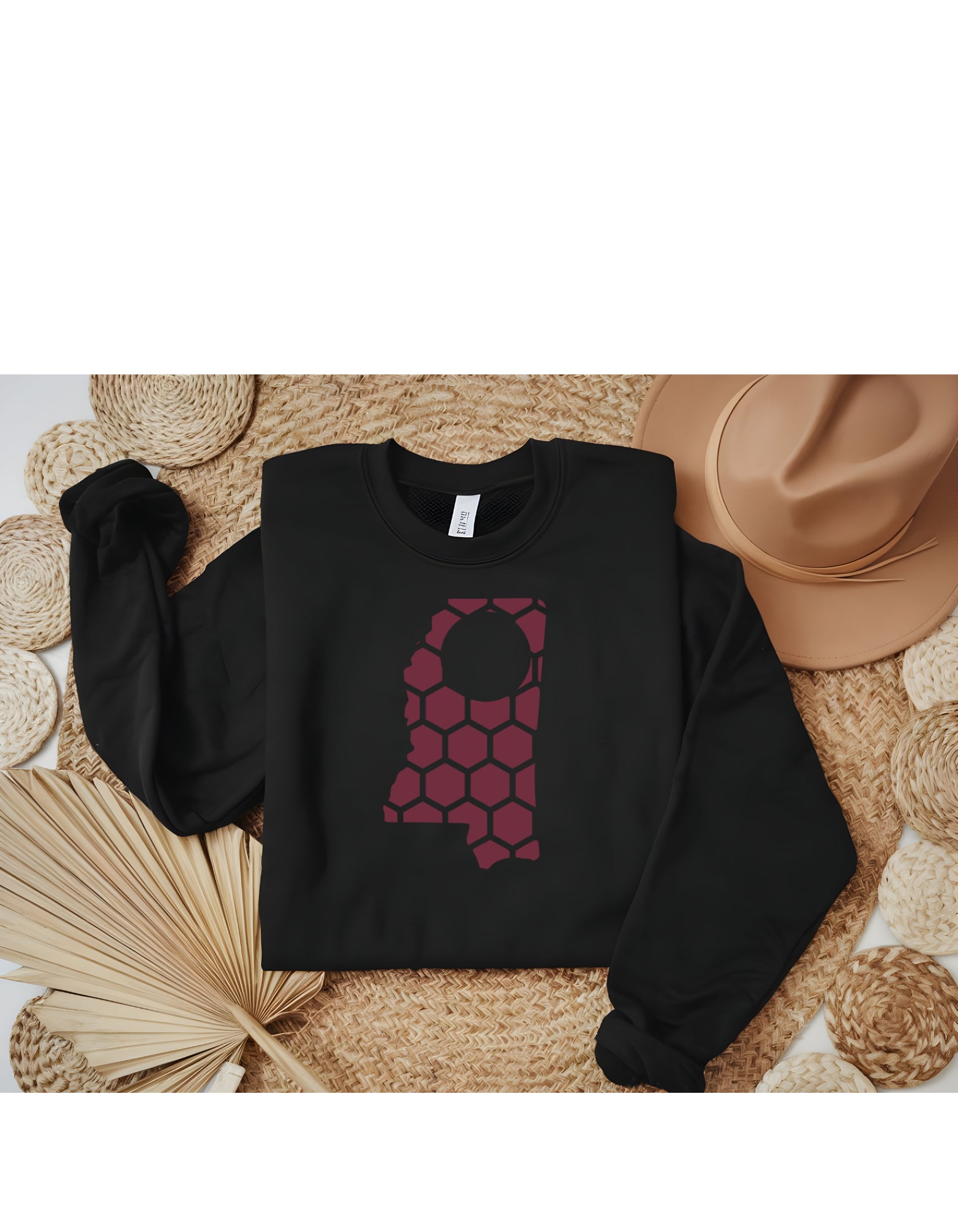 Mississippi Honeycomb Monogrammed Sweatshirt-Rogue Magnolia Custom Designs